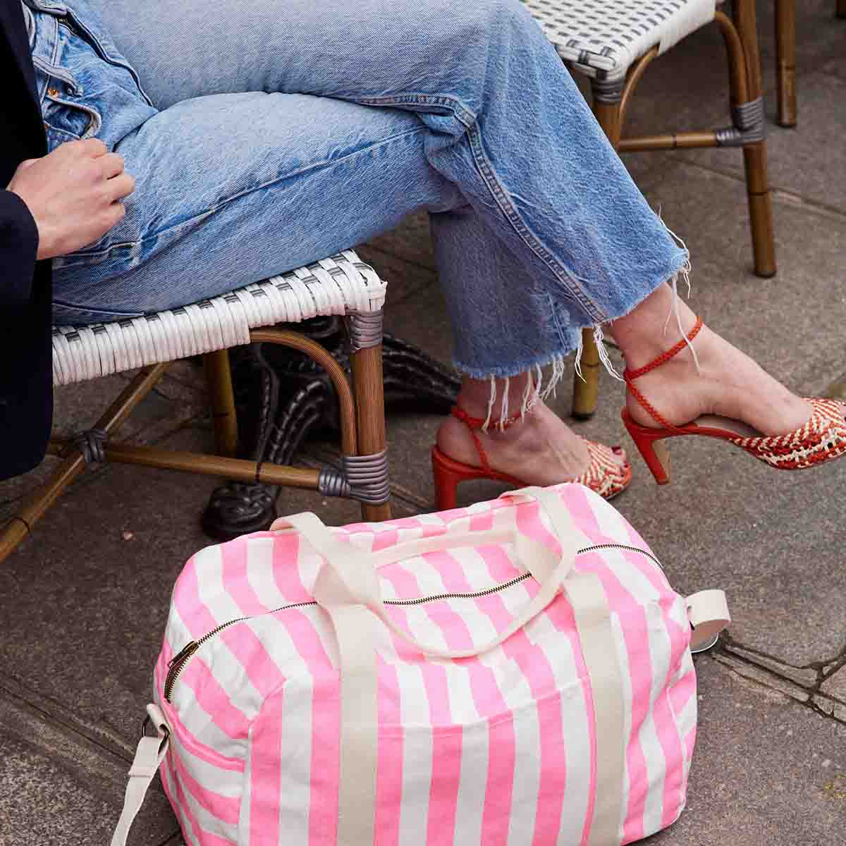 LUIERTAS - RAPHAEL WEEKENDTAS MET FLUORESCERENDE ROZE STREEP