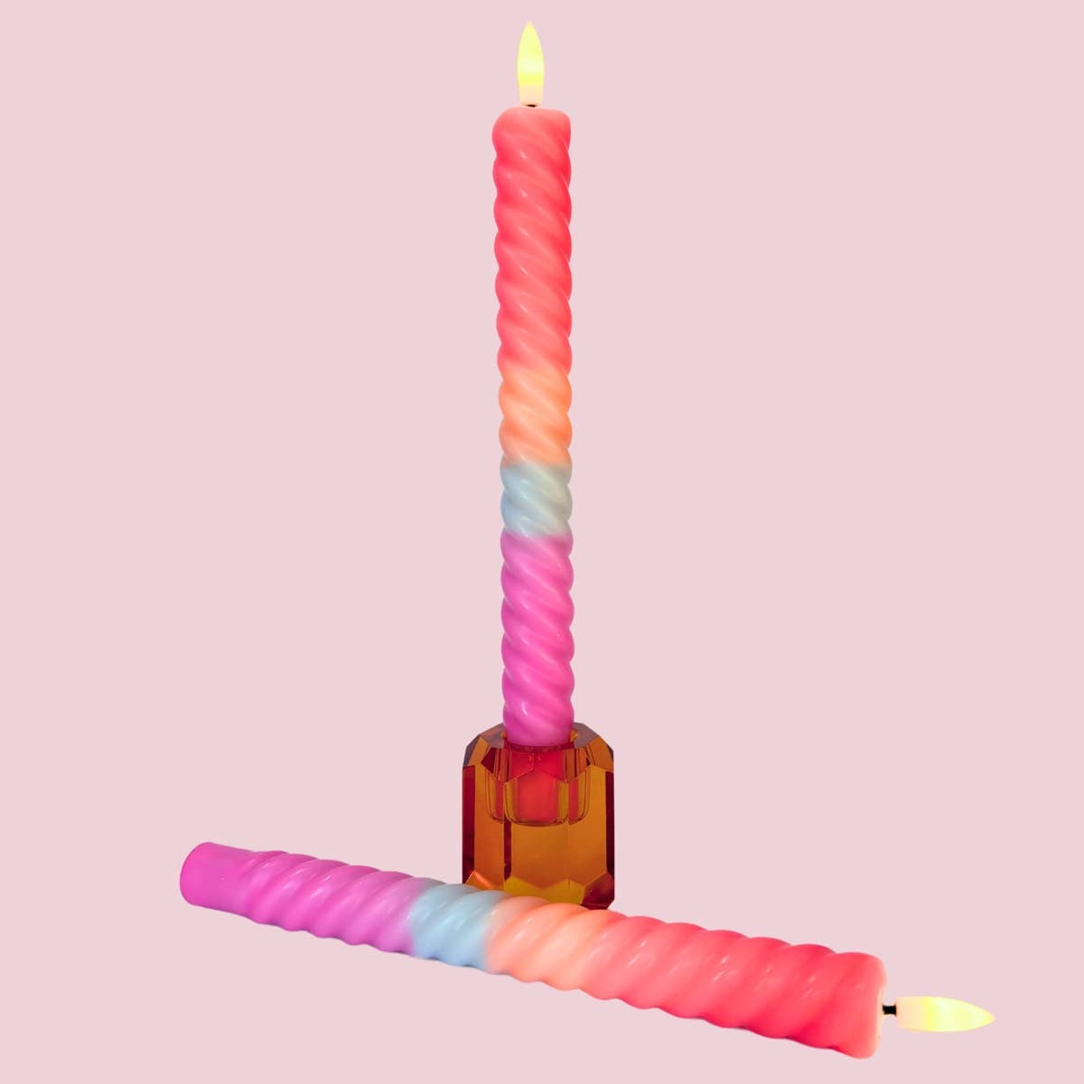 LED Swirl Candle Multicolor - Set of 2