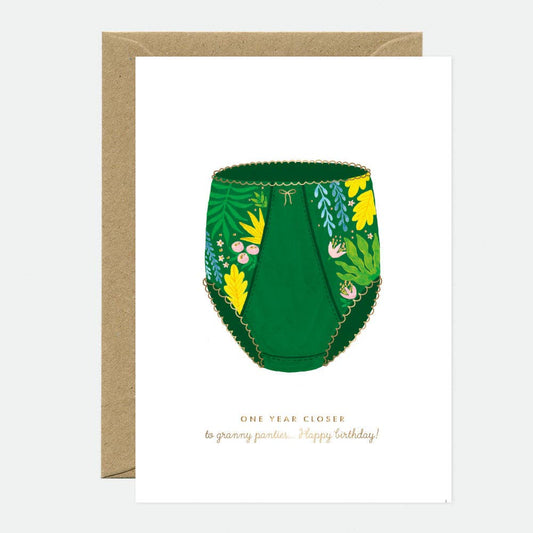 Gouden Granny Panties wenskaart