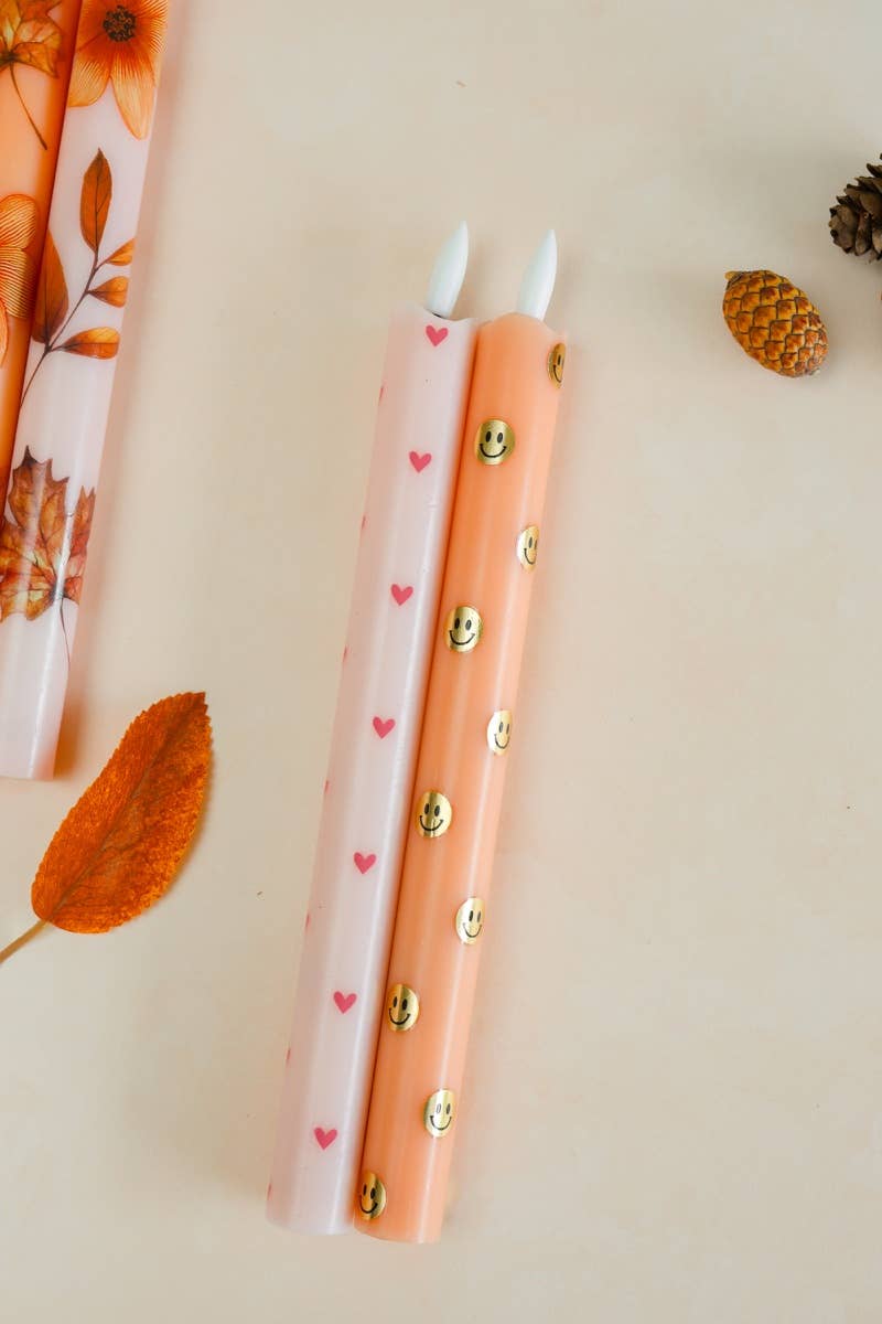 LED Pillar Candle Happy Orange RC - Set of 2