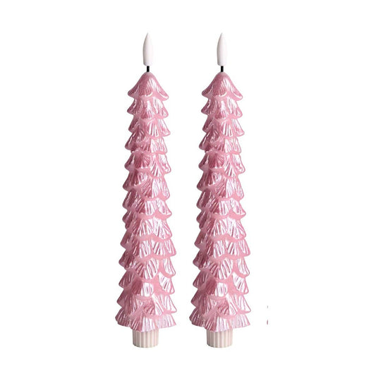 LED X-Mas Tree Candle Pink RC - Set of 2