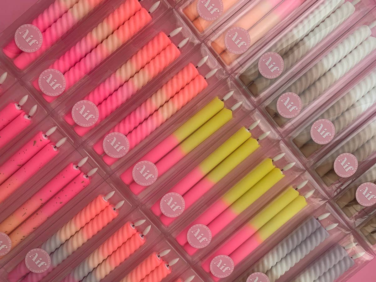 LED Pillar Candle Orange Gold - Set of 2