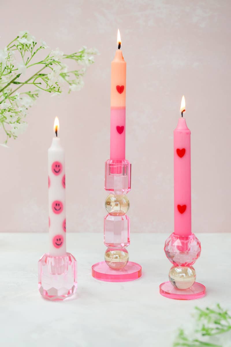 Kandelaar Kaarsenhouder Crystal Pink