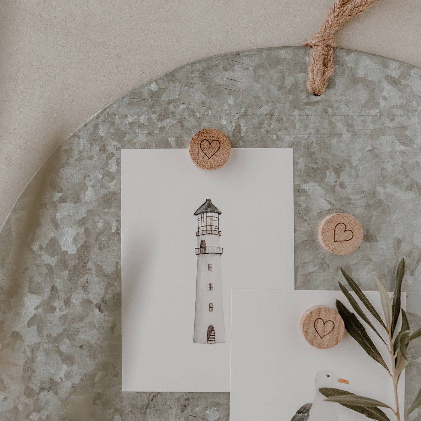 Houten magneetset van 3 eikenharten