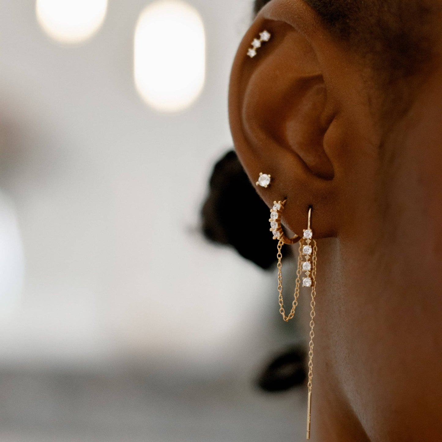 Ushuaia oorbellen set van 3 met zirconia in 24-karaats verguld zilver S925