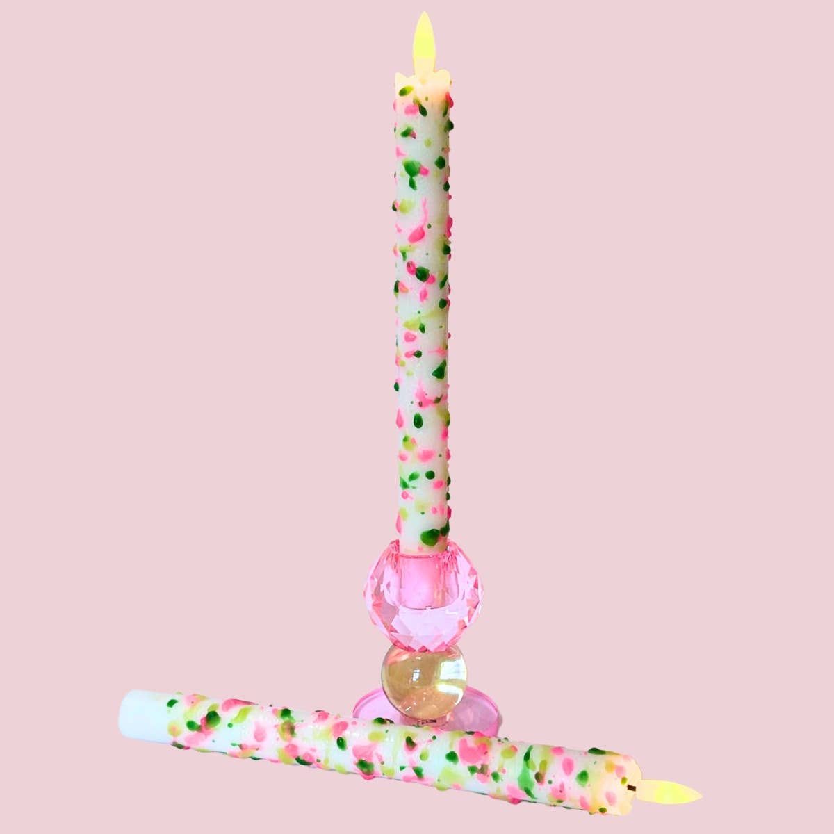 LED Pillar Candle Floral Sparks - Set of 2