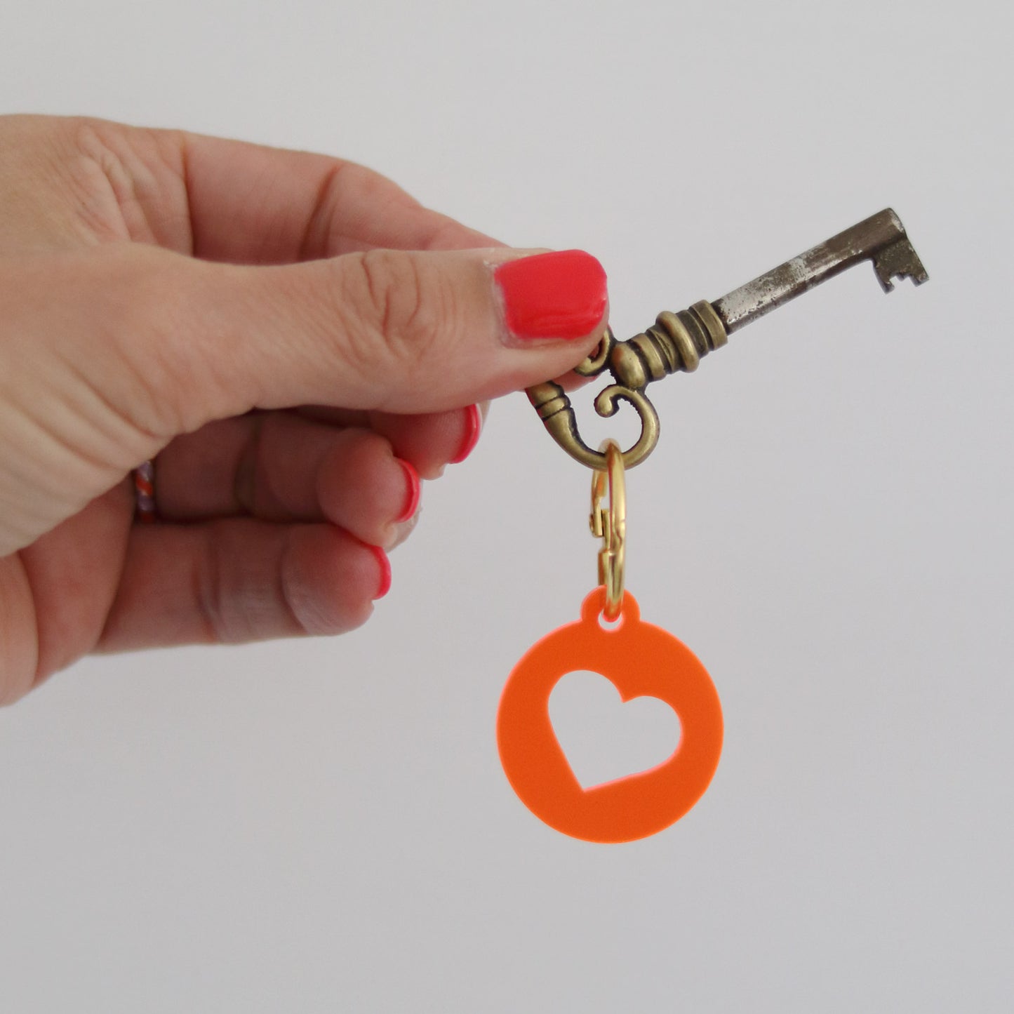 Troostsleutelhanger hart FLUOR ORANJE