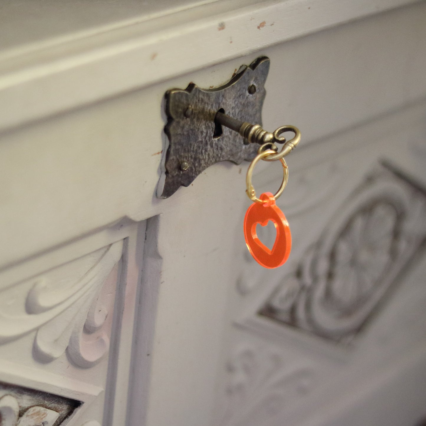 Troostsleutelhanger hart FLUOR ORANJE